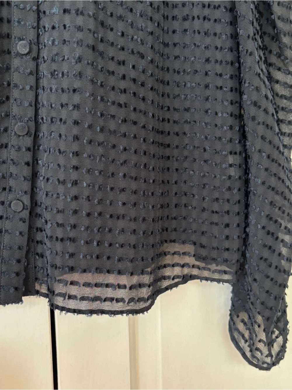 Ulla Johnson Fiona‎ Blouse Noir Navy Black Swiss Dot Silk Puff Sleeve Top Size 2